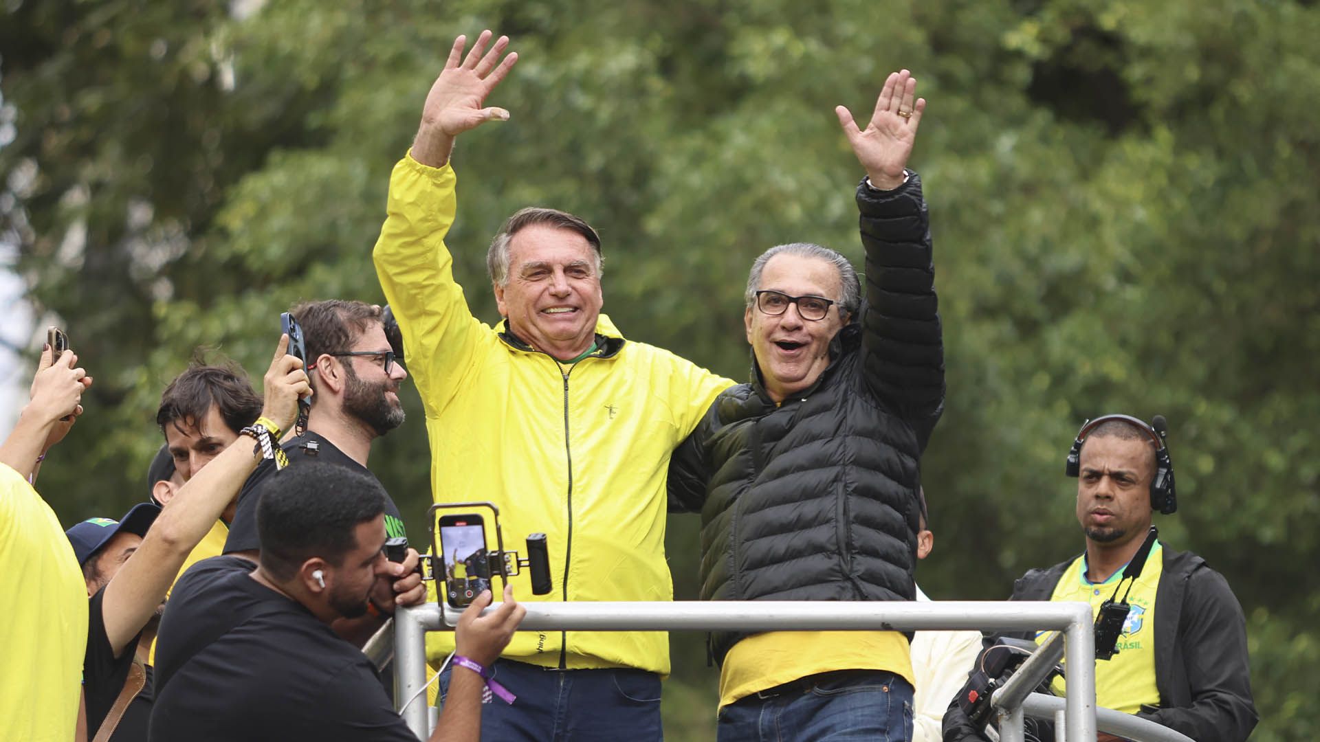 Jair Bolsonaro e Silas Malafaia no ato Pró-Bolsonaro e pela anistia