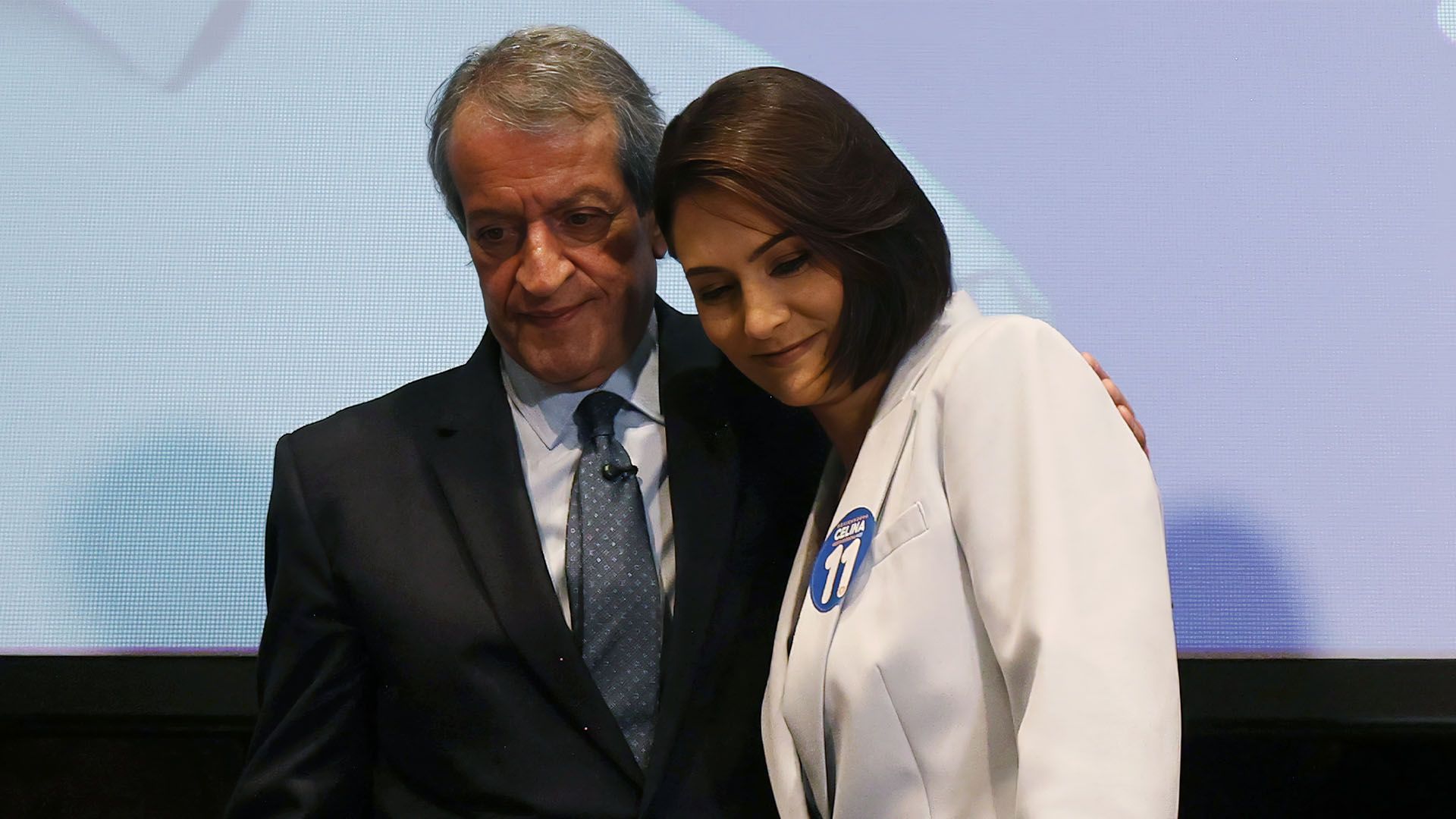 O presidente nacional do Partido Liberal (PL), Valdemar Costa Neto a senadora eleita Michelle Bolsonaro